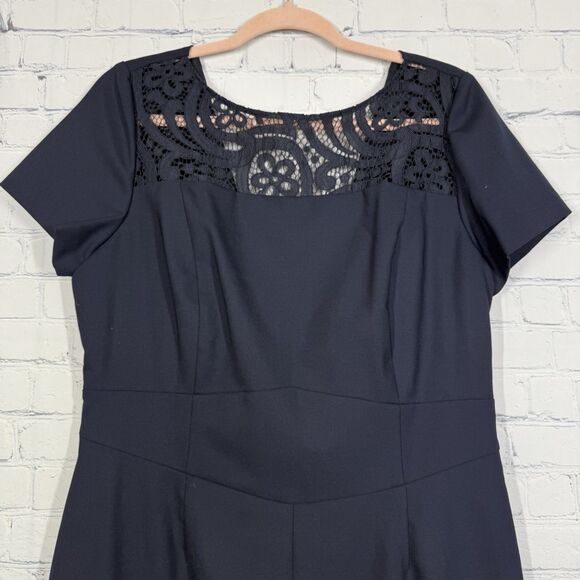 Brooks Brothers Midi Shift Dress Women Large Navy Blue Preppy Quiet Luxury Offic - Picture 4 of 16